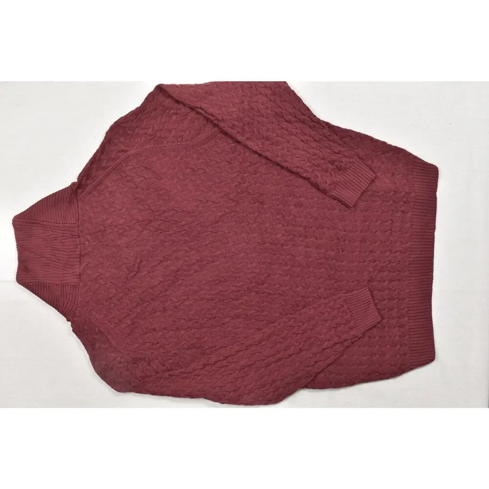 Oak Hill Men's 4XLT Burgundy Shawl Neck Cable Knit Cotton Sweater NWT Big & Tall